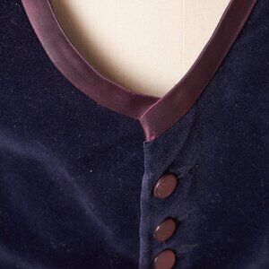 Vintage Blue Violet Velvet 1970s Tuxedo Vest